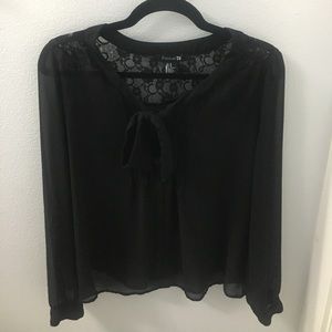 Forever 21 Lace Bow Blouse - Size Medium