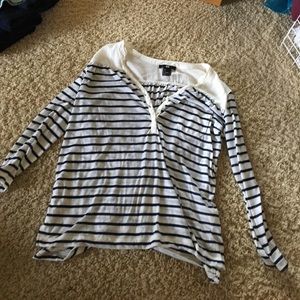 Stripped, button quartered sleeve shirt