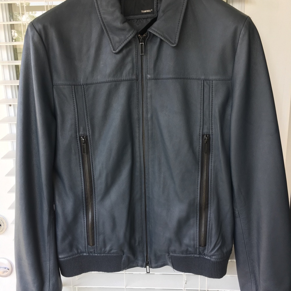 7 Diamonds Leather Bomber Jacket