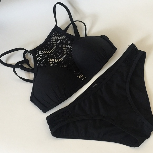Lace High Neck Swimsuit - Picture 1 of 3