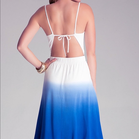 Bebe Ombré Open Back Hi-Lo Dress Size L - Picture 3 of 4