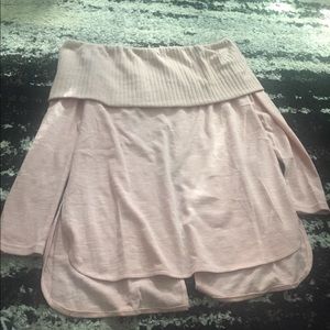 Salmon pink off the shoulder sweater