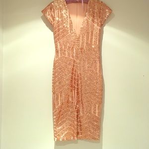 Rose gold sequin dress