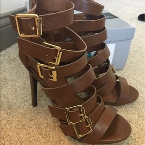 Brown Gladiator Heeled Sandals