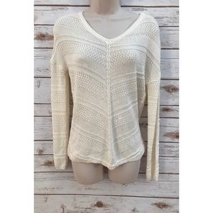 NEW White Crew Neck Crotchet Pink Rose Sweater 🌹