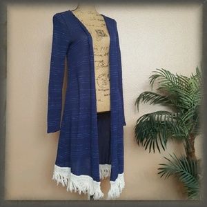 Classy cozy navy blue long cardigan