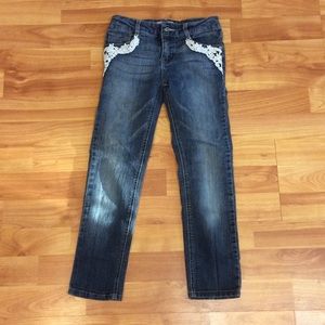 Straight leg blue jeans