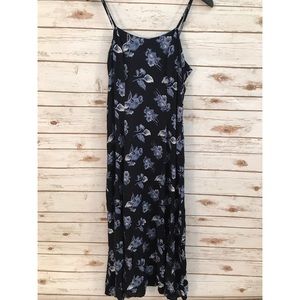 Vintage 1980s Blue & White Floral Print Maxi Dress