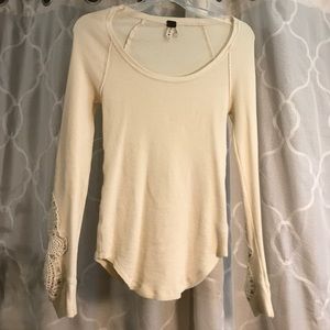 Free people long sleeve waffle tee