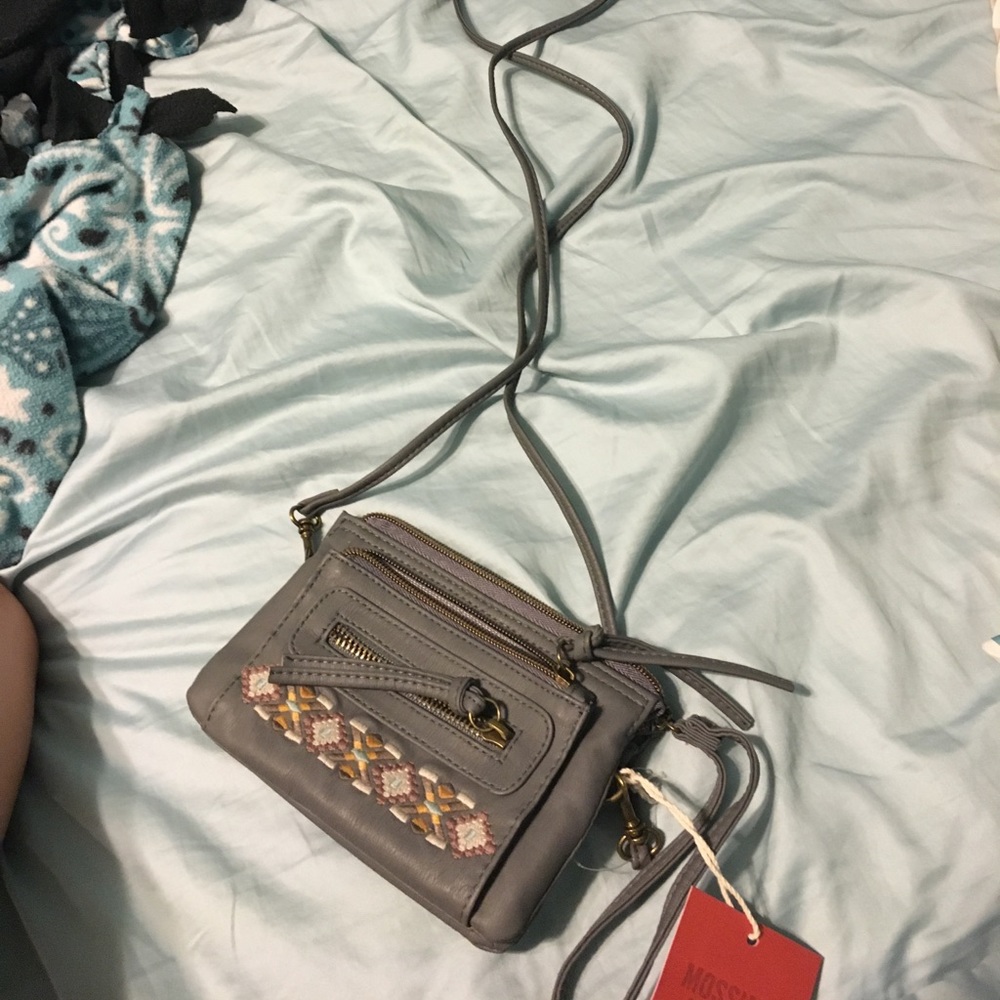 small gray purse
