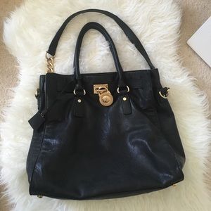MK black leather bag