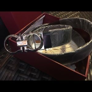 Ferragamo  black Brown belt silver buckle S 32-38