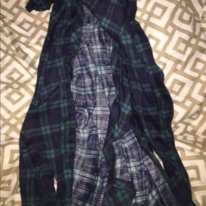 Blue and green plaid cardigan