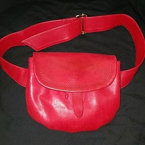 Red leather fanny pack