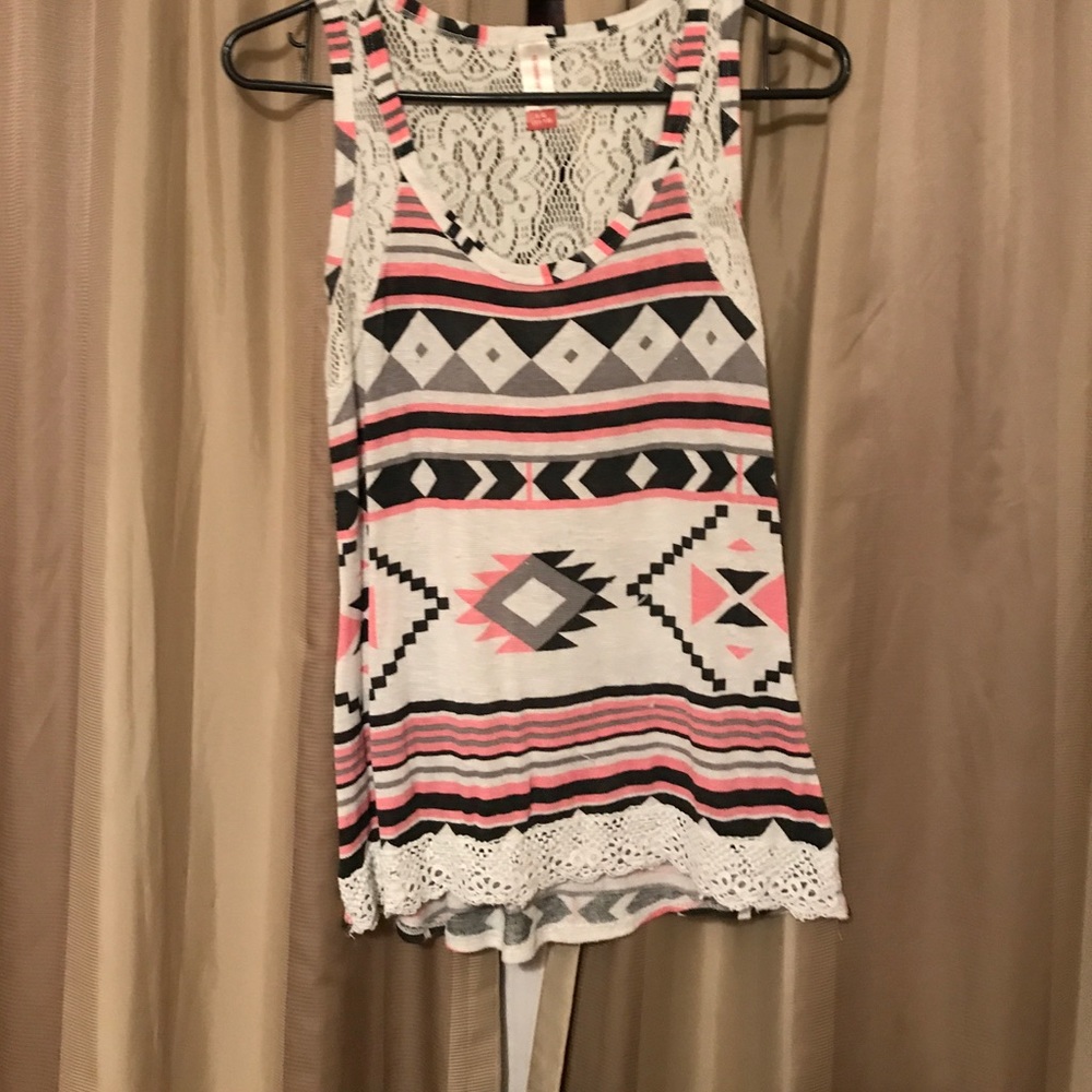 Tribal knit lace tank