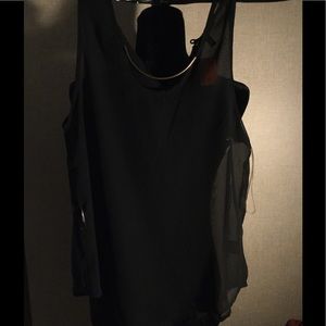 Black sheer shirt gold neck