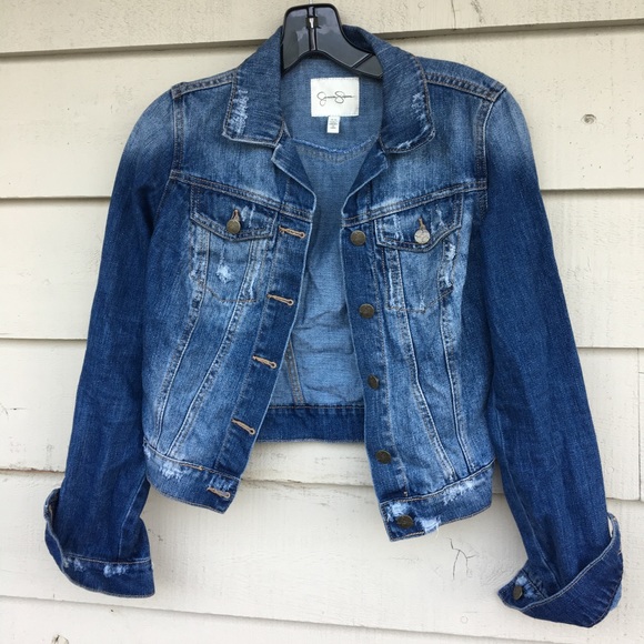 Jessica Simpson Jackets & Blazers - Jessica Simpson Distressed Jean Jacket