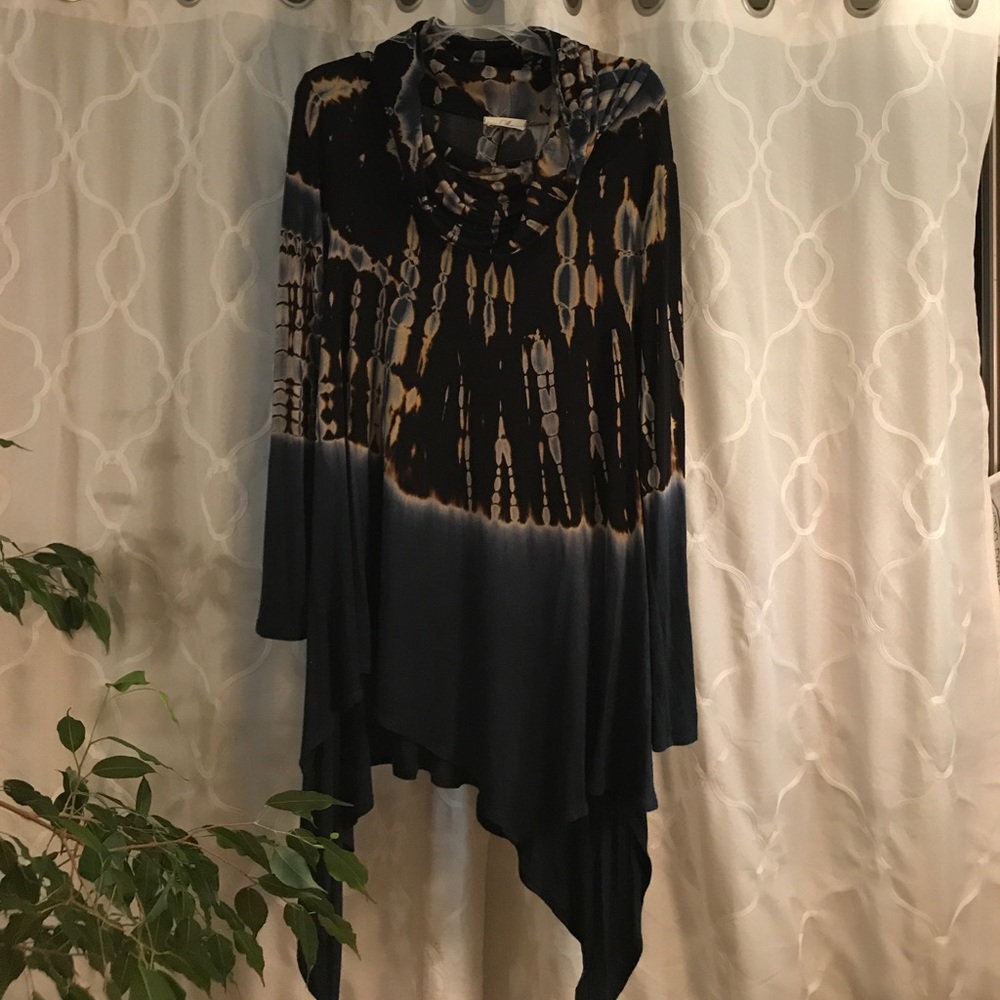 Cowl neck tie dye tunic