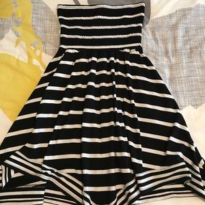 Black Striped Strapless Dress by Guess