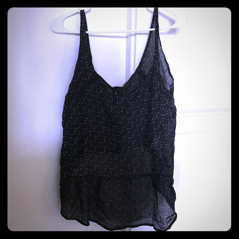 🌺Hurley Large Black & Tan Lo-Hi Polka Dot Top🌺