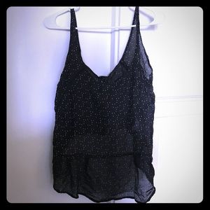 🌺Hurley Large Black & Tan Lo-Hi Polka Dot Top🌺