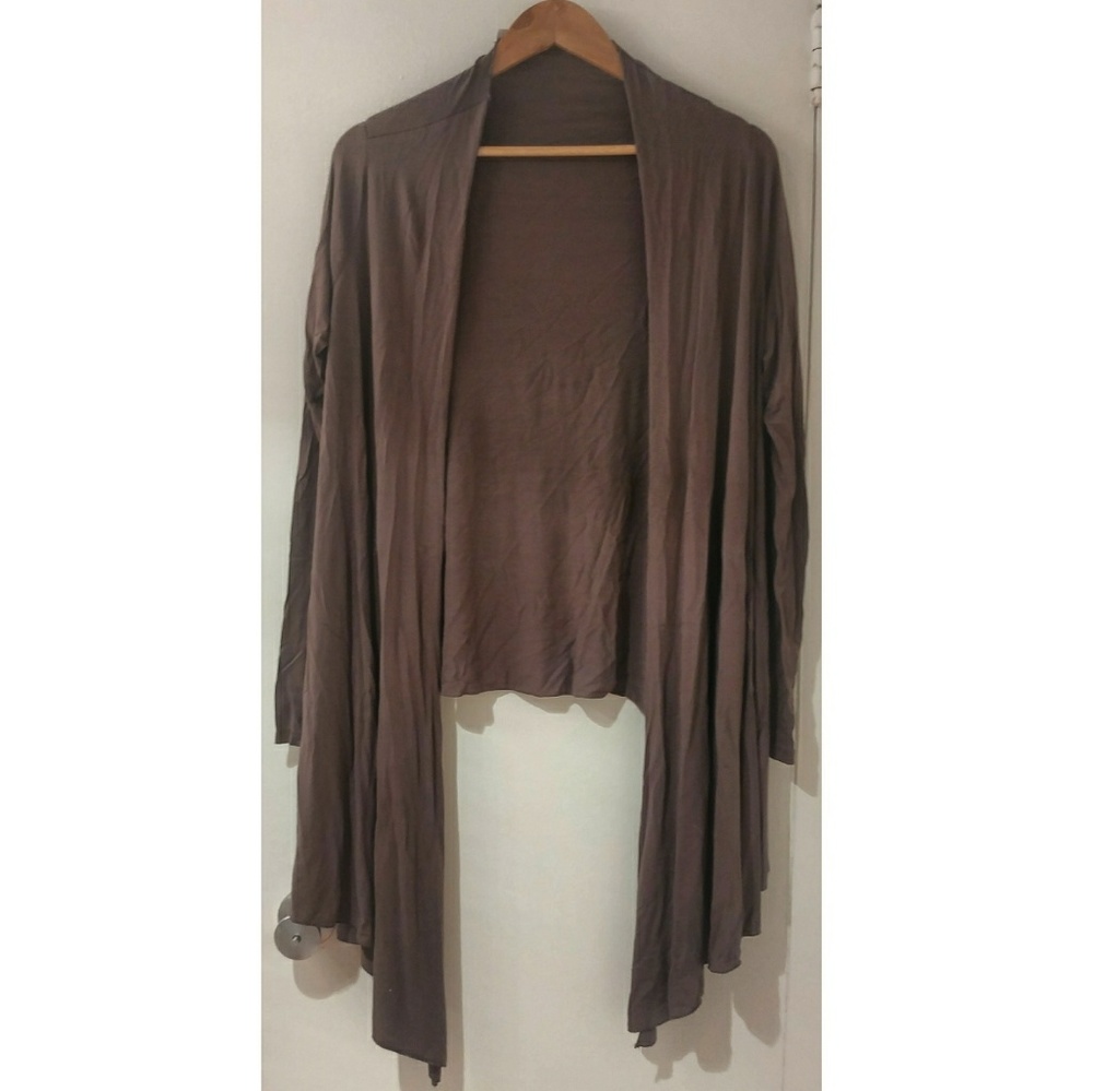 Brown gray open cardigan
