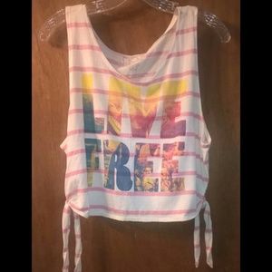 'Live Free' Side Tie Crop Top