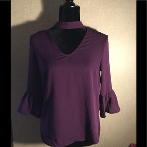 Purple v neck blouse