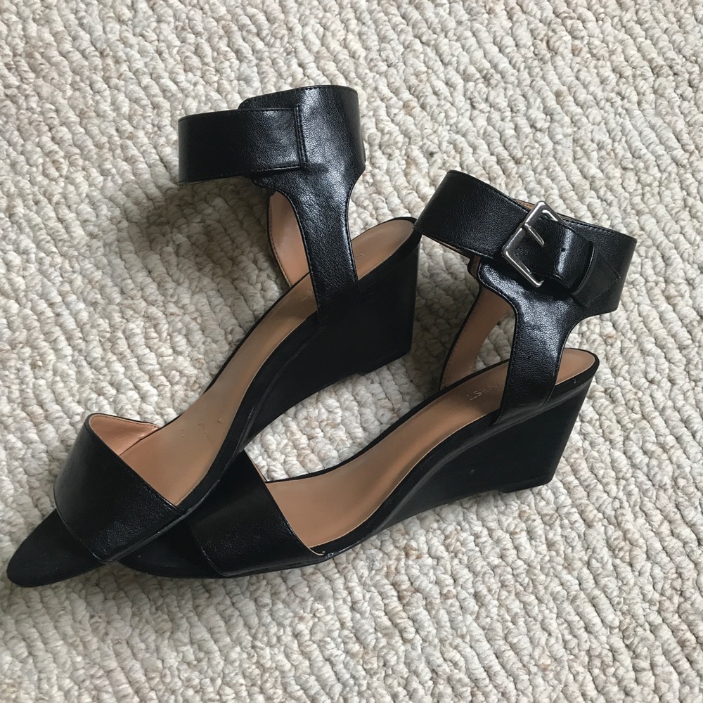 Nine West Black Ankle Strap Wedge Sandals