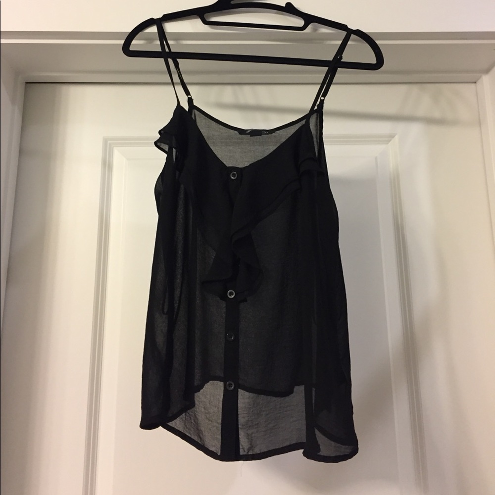 Sheer black button up tank