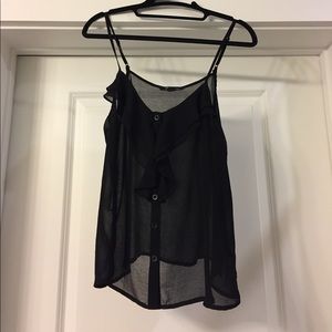 Sheer black button up tank