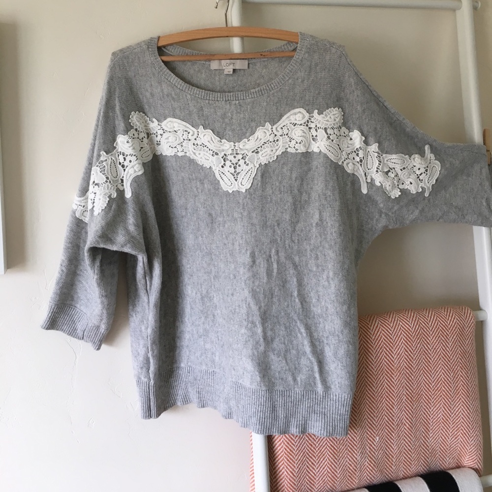 Ann Taylor Loft lace appliqué sweater