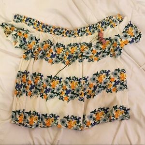 off the shoulder floral blouse