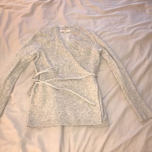 Ann Taylor Loft cashmere wrap sweater in grey