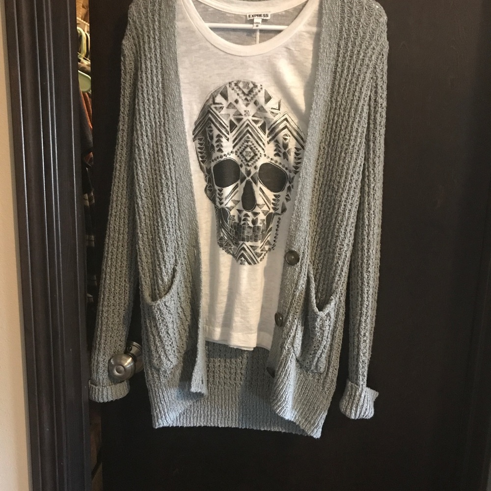 Hollister gray cable knit long cardigan