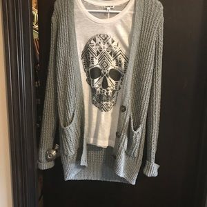 Hollister gray cable knit long cardigan