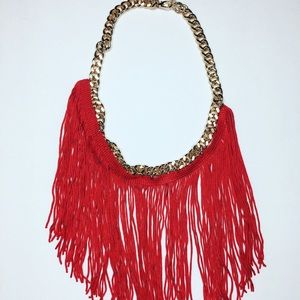 Red Fringe Necklace