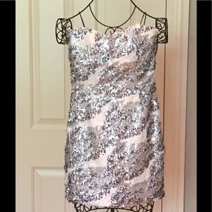 White and silver glitter dress