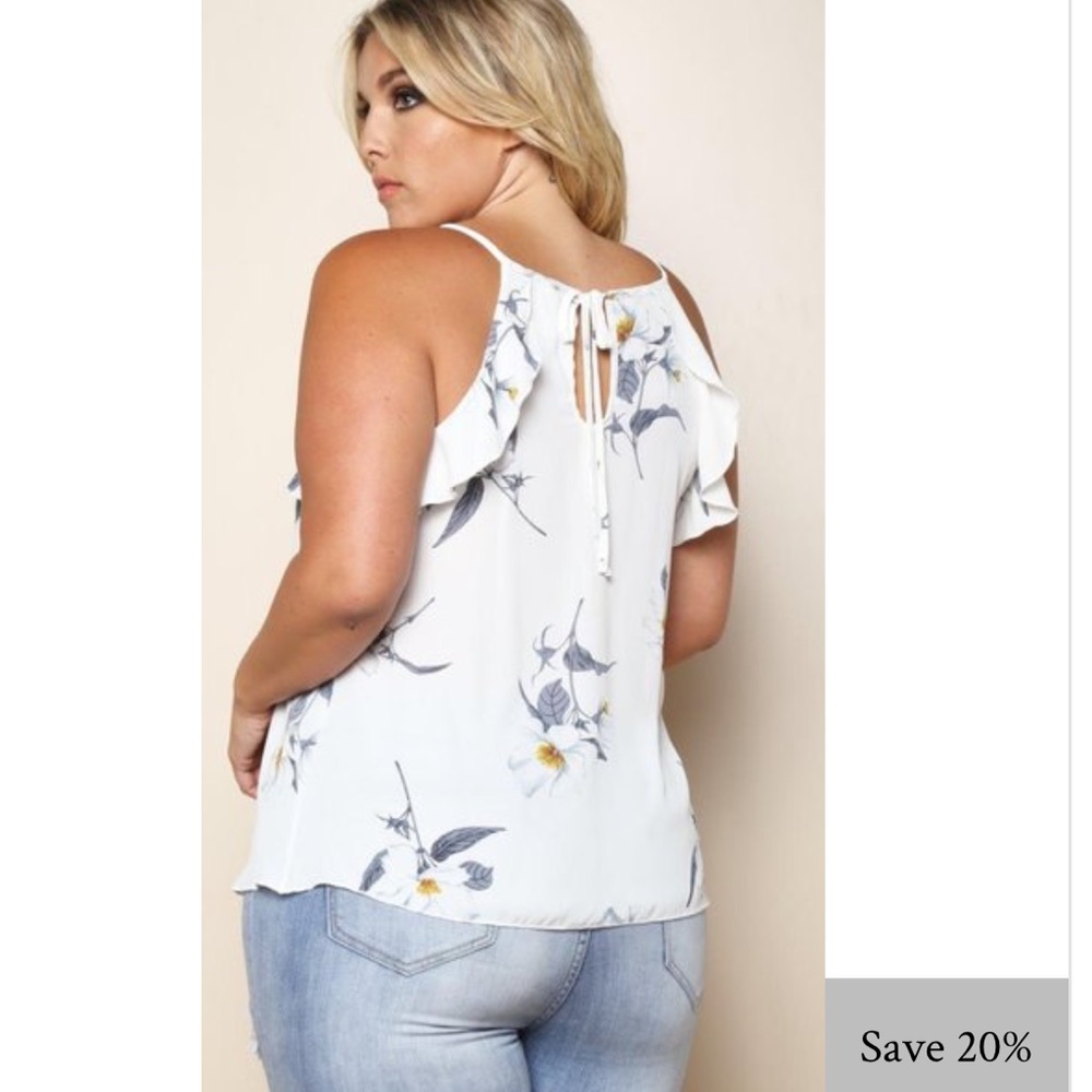 Plus Size Floral Keyhole Tank Top
