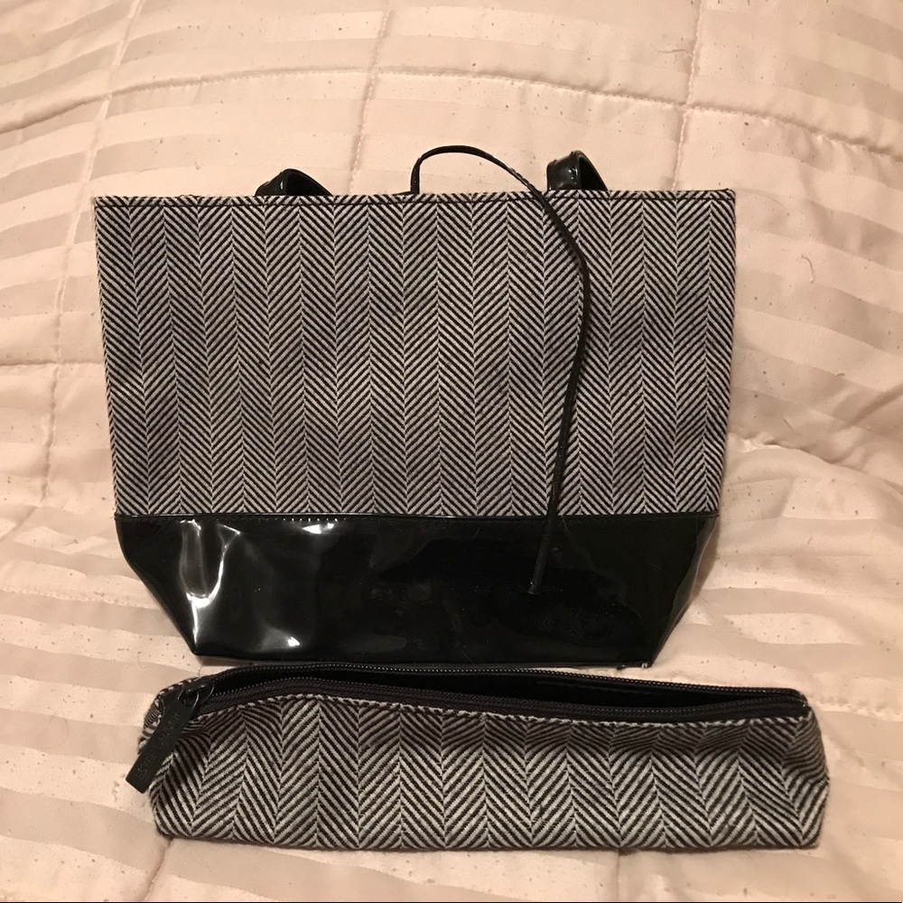 Black & White Mini Bag with matching brush bag