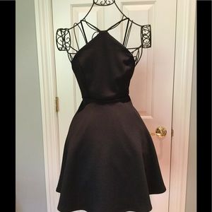 Black backless skater dress