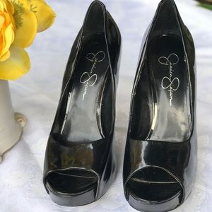 Jessica Simpson Black leather platform heel