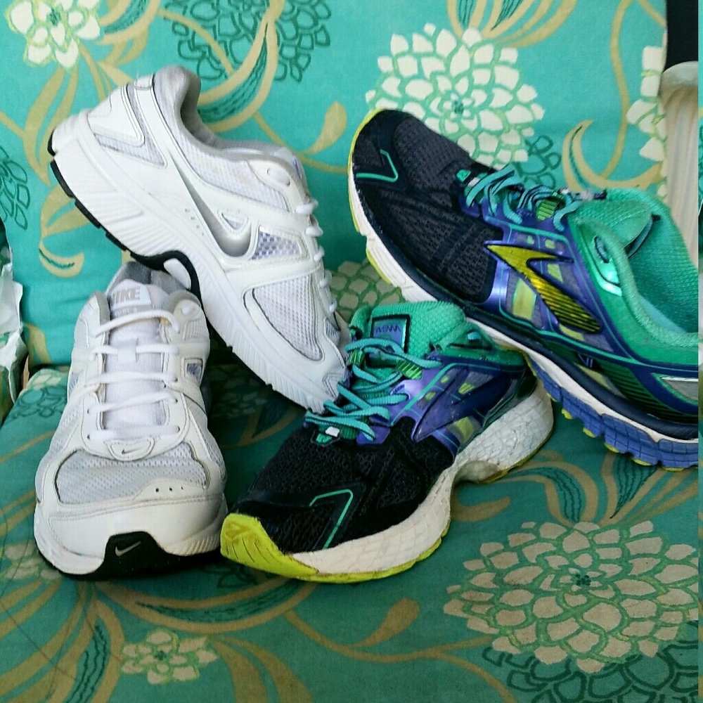 Nike Dart 9 and Brooks Ravenna running shoes.