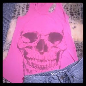 Hot pink skull tank
