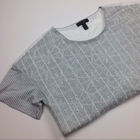 J. Crew Tops - J. Crew Gray and White Eyelet T-shirt