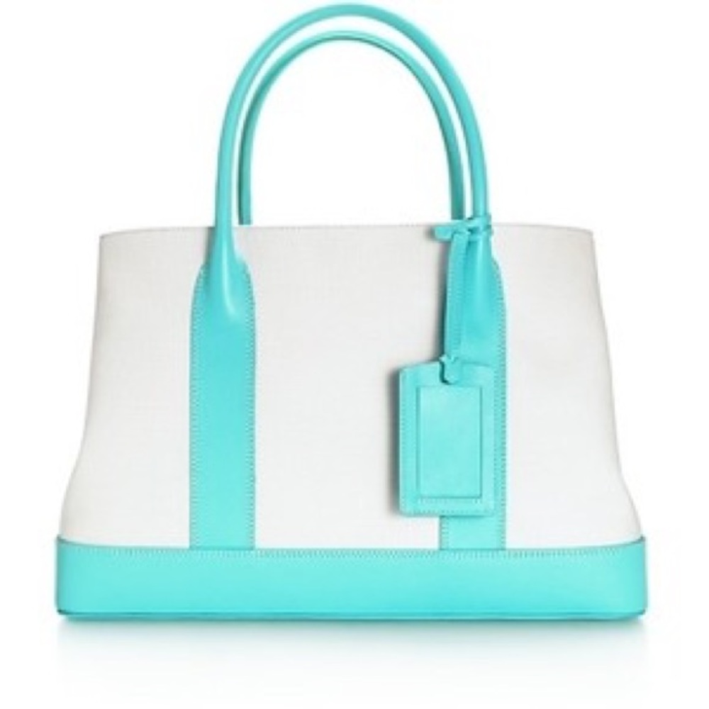 Tiffany beige canvas leather bag