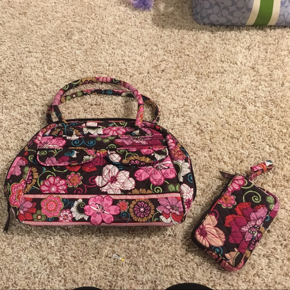 Vera Bradley purse with matching accessory pouch.