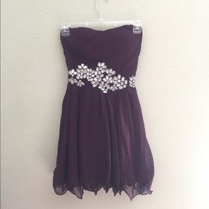 Strapless Formal Maroon dress with jewels