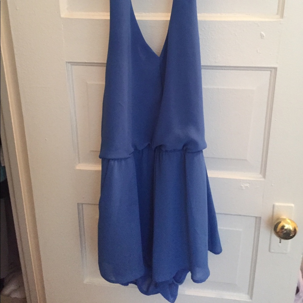 Blue halter romper (shorts not a dress)