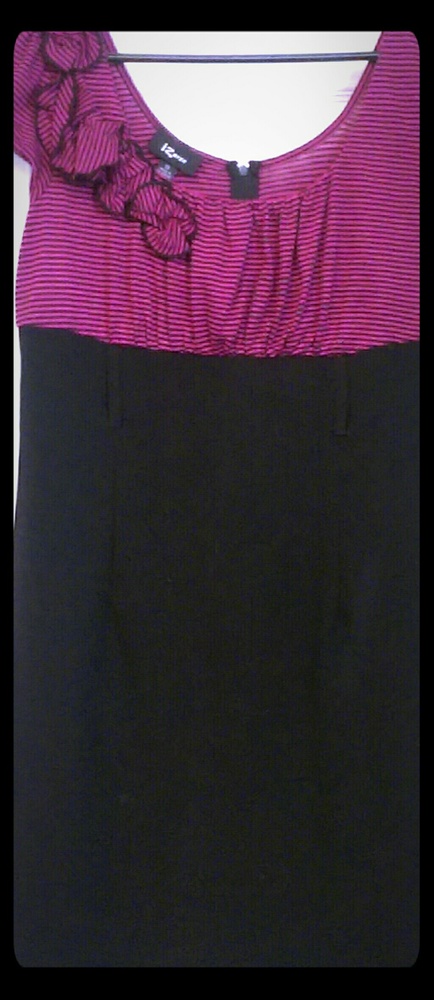 Pink top Black bottom fitted dress